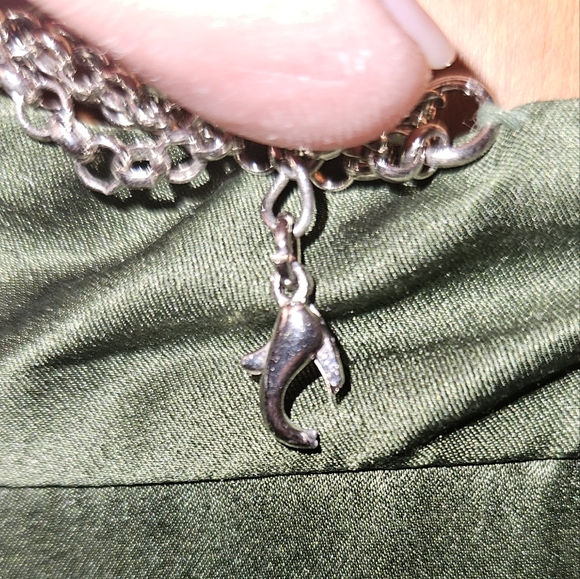 Maggy London,  green silk halter dress - Picture 4 of 6